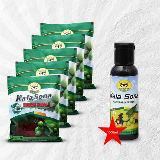 Kala Sona Neem Shakti Combo (Large) of Neem Khali 5 Kg and Neem Oil 1000 mL